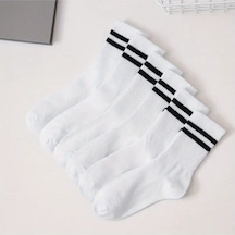 Hitit Socks Kadın 5 Çift Premium Kalite Yüksek Pamuklu Kolej Çorap Beyaz 35 - 42
