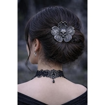 Gotik Kafatası Çiçek Saç Tokası Siyah Saç Çubuğu, El Yapımı Görünümlü, Kadın & Cosplay & Günlük Kullanım İçin Saç Aksesuarı Diğer