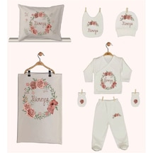 Pia Baby Gl 1937-06 İsme Özel Yastık Battaniye Zıbın Set Krem