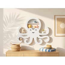 3d Baskı Ahtapot Duvar Rafı - Dekoratif Mini Raf-beyaz Diğer