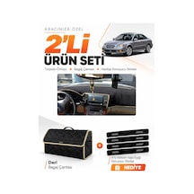 E-biz Subaru Legacy 2003-2009 Uyumlu Torpido Örtüsü + Deri Bagaj Çantası Seti - Siyah-bej - Su005