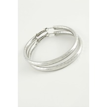 Noktalı - 801 - Boru Halka Küpe 5,5 Cm - Metemıx - Gümüş Rengi