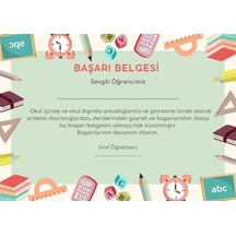 35 Adet A4 Boyutunda Öğrenci Başarı Belgesi - Anaokul - İlkokul Başarı Belgesi Model 1
