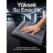 Mikrofiber Tank Bezi Araç İç Ve Dış Temizlik İçin Çizmez Yumuşak Kurulama Bezi - Lisinya Gri