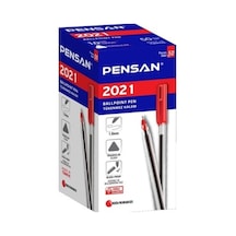 Tükenmez Kalem 2021 Üçgen Gövdeli Şeffaf Kırmızı 50'li Çok Renkli