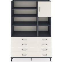 Hyperion Dolap 8 Raflı 8 Çekmeceli Tek Kapaklı 132x44x195 Antrasit-aytaşı/aytaşı Aytası/aytası