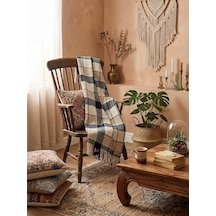 Livoras Home Dinarsu Cozy Life Pamuklu Tv Battaniyesi 130 X 170cm İnka Lacivert Beyaz-lacivert