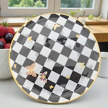 Sudedi Home Emma Altın Yaldızlı Cam Pasta Tabağı Takımı Çok Renkli