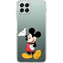 Samsung Galaxy Uyumlu M33 Kamera Korumalı Kapak Mickey Mouse Tasarımlı Şeffaf Kılıf Şeffaf