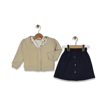 Hırkalı Etekli 3'lü Kız Takım Krem/lacivert Krem - Lacivert