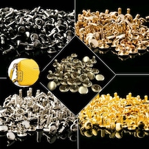 50 Takım 6-12mm Çift Taraflı Perçin Yuvarlak Çift Kapaklı Perçin Deri El Sanatları Saplama Onarım Aracı Dıy Seti Mıx 9x8mm