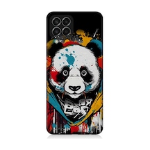 Samsung Galaxy M33 Uyumlu Silikon Kılıf Renkli Boyalı Panda