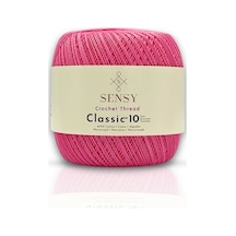 Sensy Classic 10 Tığ İpi 100% Merserize Pamuk Örgü İpi, Dantel İpi, Giza Mısır Pamuğu Pembe İp