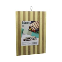 22 X 32 X 1.4cm Beyaz Çizgili Ahşap Bambu Kesim Panosu - Kesme Tahtası Metal Kulplu Go-53-vice 01330 Çok Renkli