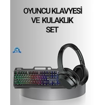 Hubrendy Tekno Işıklı Oyuncu Klavye Mouse Ve Bluetooth Kulaklık Seti Türkçe Q Usb Diğer