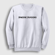 Presmono Unisex Logo Imagine Dragons Sweatshirt Beyaz