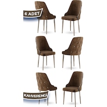 Canisa Krax Serisi 1.sınıf Babyface Kumaş Yemek Odası Sandalyesi Gümüş Metal Ayak 6 Adet Kahve Sandalye Sandalye Kahverengi Ayakları Gümüş