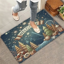 Valerine Life Noel Yıldızı Ve Yılbaşı Çam Ağaçları Welcome Kapı Önü Paspası 45x70cm