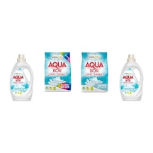 Aquabor Doğal Mineralli Sıvı Beyaz + 4 Kg Renkliler + 4 Kg Beyaz + Sıvı Beyaz 4 Lü Set