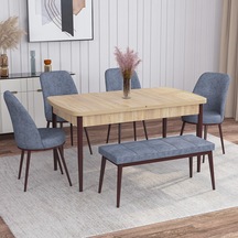 Rovena Azra Bench'Li Meşe Desen Mdf Mutfak Masası Takımı +4 Sandalye (549875621)