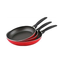 Mehtap 3 Lü Teflon Tava Seti 18-22-26 Cm Kırmızı 7695776941561