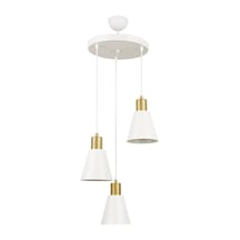 Trend Özel Tasarım Modern Cafe Mutfak Salon Beyaz Renk Gold Detay Sarkıt 3 Lü Avize Diğer