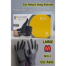 Tunçpek Nitril Pudrasız Kuaför Ve Muayene Eldiveni Medium Siyah 100 Adet-m