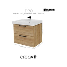 Creavit D20 65 Cm İki Çekmeceli Lavabo Dolabı Everest Melamin Kapak Ahşap
