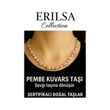 Sertifikalı Kırık Taşlı Model Pembe Kuvars Taşı Kolye Sevgi Ve Şefkat si Çok Renkli
