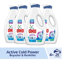 Omo Active Cold Power Beyazlar ve Renkliler Sıvı Çamaşır Deterjanı 4 x 1690 ML