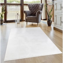 Vl Comfort Peluş Halı Gri Overloklu Ekru