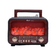Güneş Enerjisi Ve Elektrik İle Şarj Olabilen Şömine Nostaljik Görünümlü Radyo Bluetooth Hoparlör