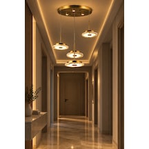 Modern Premium Gold Led Sarkıt Avize 4 Halkalı Modern Dekoratif Salon Yemek Odası Aydınlatma 85w