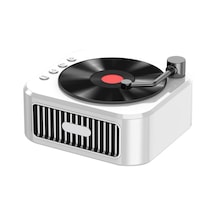 Folinda Portatif Vintage Müzik Hoparlörü - 360 Stereo Ses, Bt 5.3, 10+ Saat Pil, Çoklu Çalma Modu Beyaz