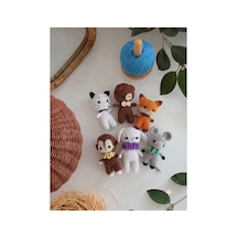 Amigurumi Organik Örgü Hayvan Oyuncak Uyku Arkadaşı Ayıcık, Kedi, Tavşan, Sıpa, Maymun, Tilki