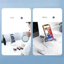 Katlanabilir Stant Model Abs + Silikon Materyal Tablet Akıllı Telefon Standı Masaüstü Stand Katlanabilir Cep Telefonu Telefon Tutucu Q7-l Siyah Acı Kahverengi