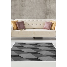 Alanur Home Kaymaz Dijital Mutfak & Salon Halı Trend Geometrik E5030 gri