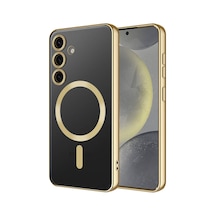 Zore Galaxy S24 Kılıf Kamera Korumalı Magsafe Wireless Şarj Özellikli Nvth Demre Kapak - Gold