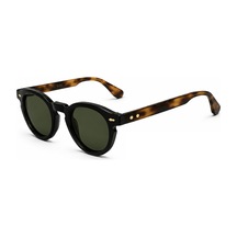Daverno Leopar Detaylı Vintage Retro Kemik Çerçeve Güneş Gözlüğü Uv400 Siyah