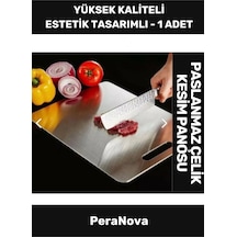Yüksek Kaliteli Estetik Tasarımlı Dayanıklı Kaymaz Yüzey Paslanmaz Çelik Sebze Meyve Et Kesim Panosu Gümüş