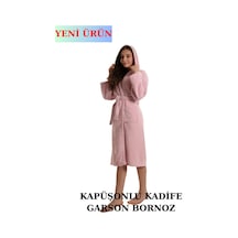 Pamuklu Kapüşonlu Çocuk Garson Boy Unisex Cepli Bukle Kadife Bornoz Gül Kurusu