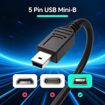 Mini Usb B 5 Pin Data Ve Şarj Kablosu 1.5 Metre