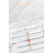 Mey İthalat Pirinç Zincir Pembe Gold Renk Zirkon Taşlı Y Kolye - Özel Seri Meyeb68b2a0e35d57183a0a0bcf2b