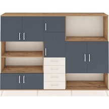 Arges Dolap 10 Raflı 4 Çekmeceli 8 Kapaklı 220x30x163 Çam-antrasi Çam-antrasit/aytaşı