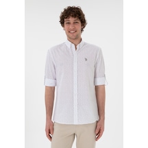 U.S. Polo Assn. Erkek Taş Baskılı Beyaz Gömlek 50306371-VR049