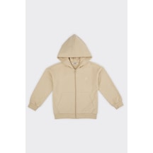 Unisex Çocuk Fermuarlı Bej Sweatshirt Çok Renkli
