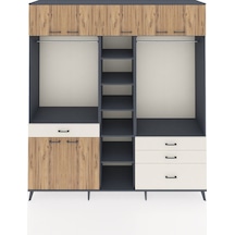 Hyperion Dolap 11 Raflı 4 Çekmeceli 2 Askılı 220x44x243 Antrasit-çam/aytaşı Atlas Çam/aytası