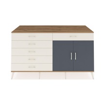 Kronos Konsol Tek Raflı 6 Çekmeceli 2 Kapaklı 176x59x99 Çam-antra Çam-antrasit/aytaşı