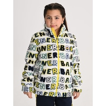 Fenerbahçe Beyaz Tribün Patternli Çocuk Peluş Sweatshirt