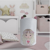Mekta Home Bebek Ve Çocuk Odası Kalp Tutan Prenses Kız Desenli Oyuncak Sepeti Renkli Çok Renkli